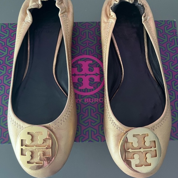 Tory Burch Gold Reva Ballerina Flat Size 7 - Picture 6 of 7